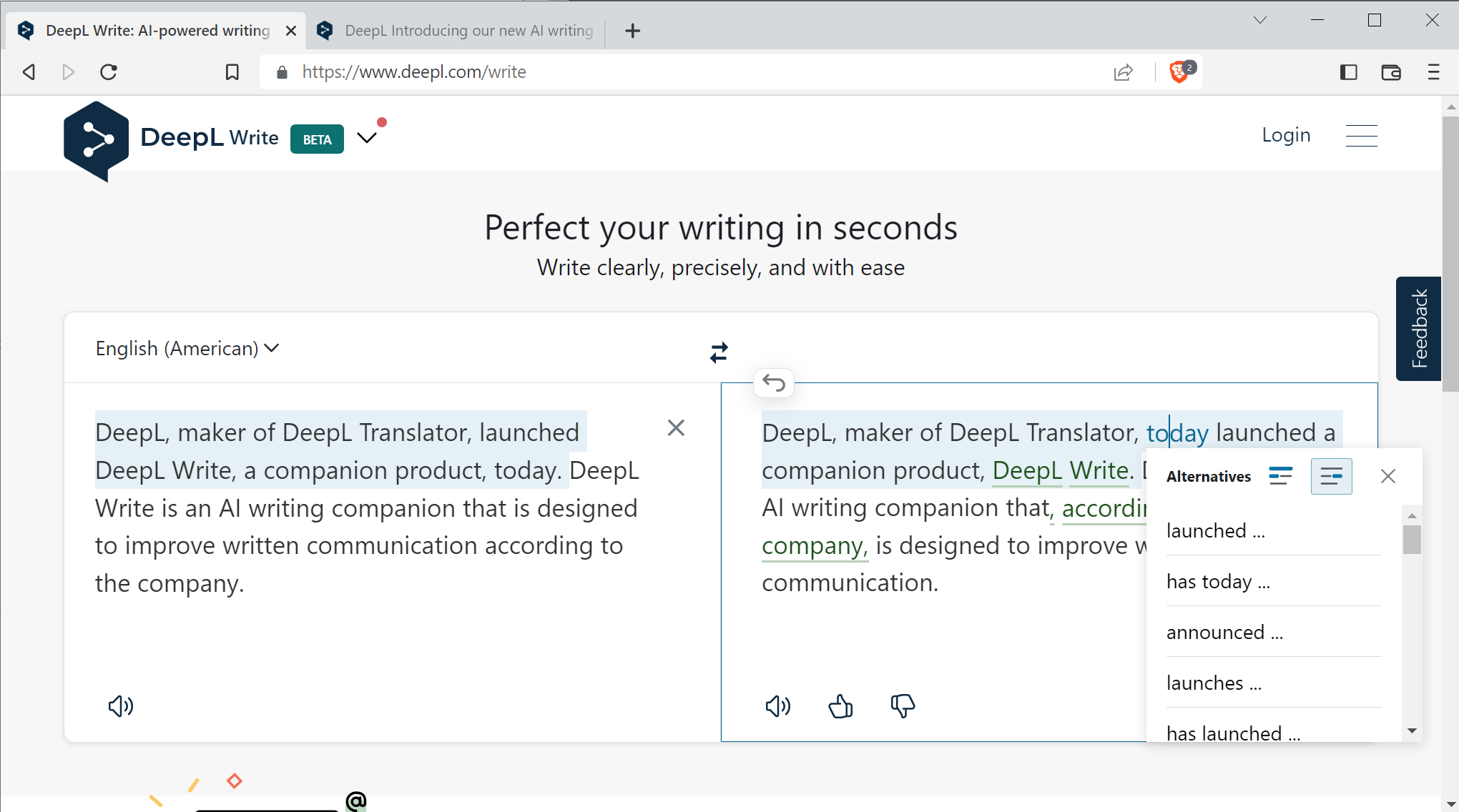 DeepL Write screenshot placeholder